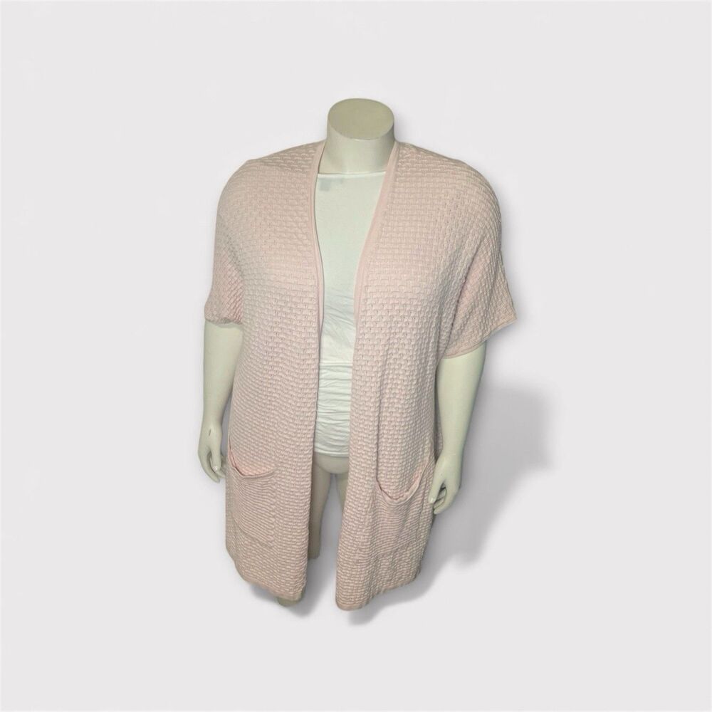 Lane Bryant Women’s Cardigan 26/28 Pink Open Front Textured Knit‎ Lightweight
